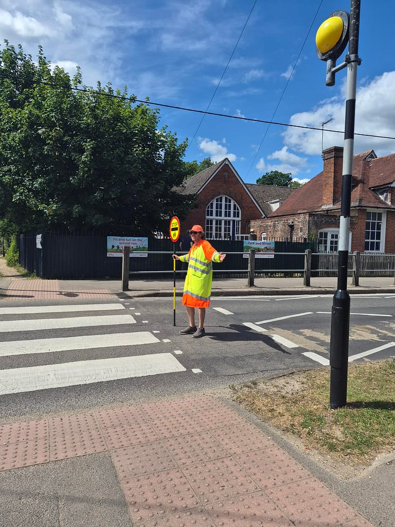 John O'Malley - Lollipop person outside the village school